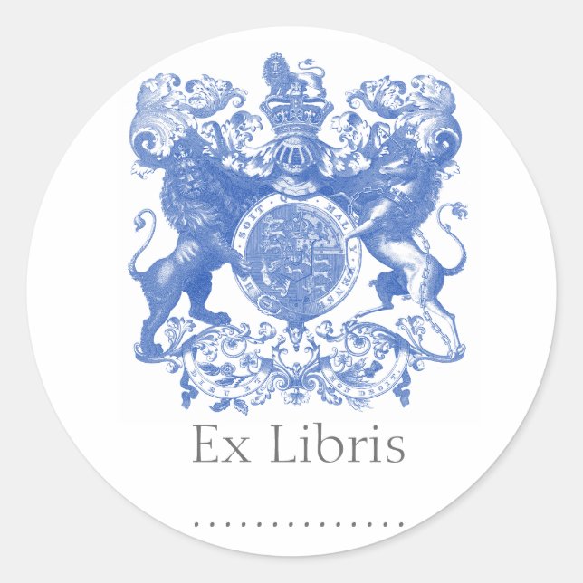 Sticker Rond Armoiries de Lion Ex Libris (Devant)