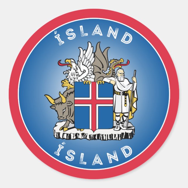 Sticker Rond Armoiries de l'Islande Forme du cercle (Devant)