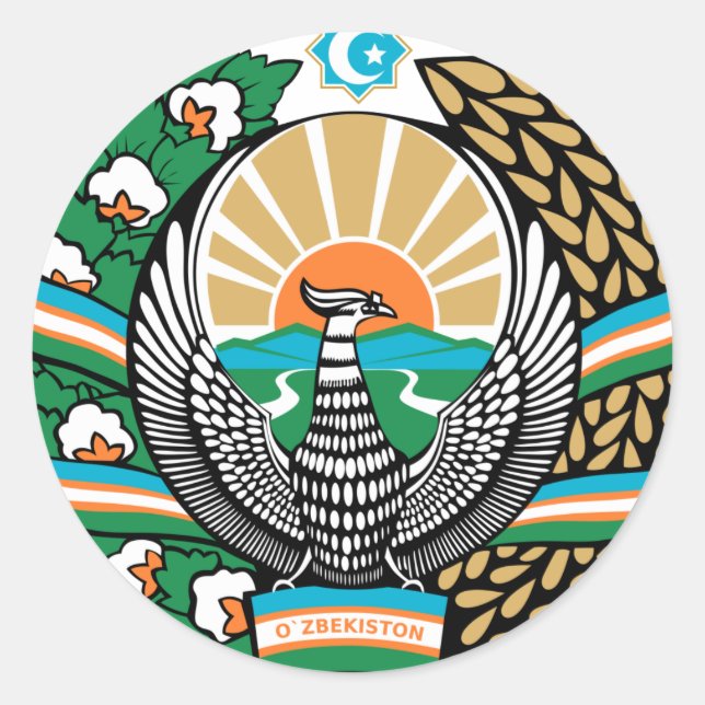 Sticker Rond Armoiries De L'Ouzbékistan (Devant)