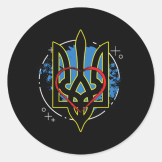 Sticker Rond Armoiries de l'Ukraine Cosaque ukrainien