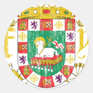 Sticker Rond Armoiries De Porto Rico