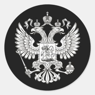 Sticker Rond Armoiries de Russie - version blanche