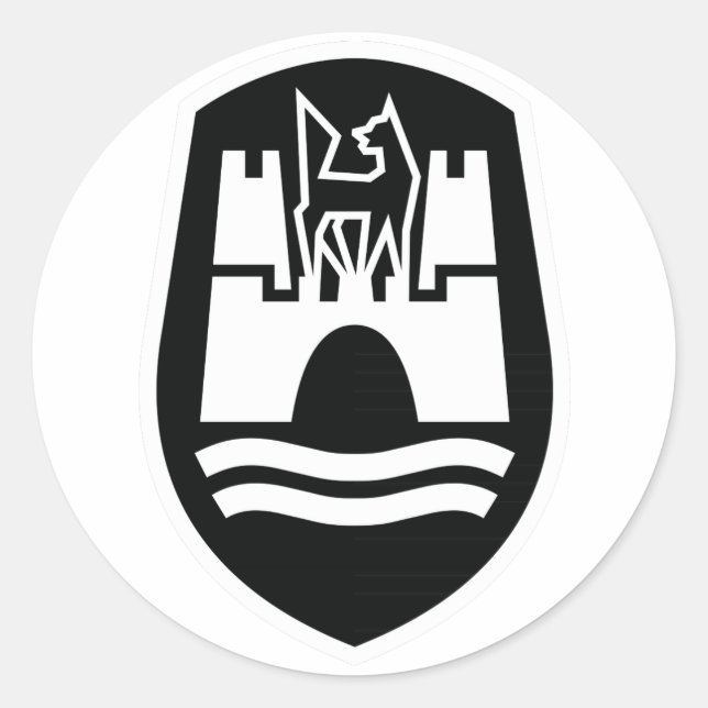 Sticker Rond Armoiries de Wolfsburg (blanc noir) (Devant)