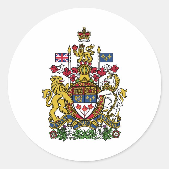 Sticker Rond Armoiries du Canada Symbole officiel de l'héraldiq (Devant)