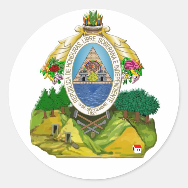 Sticker Rond Armoiries du Honduras (Devant)