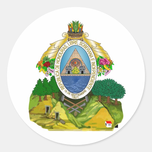 Sticker Rond Armoiries du Honduras (Devant)