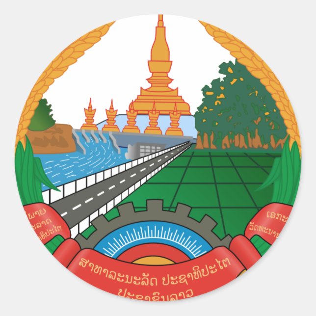 Sticker Rond Armoiries Du Laos (Devant)