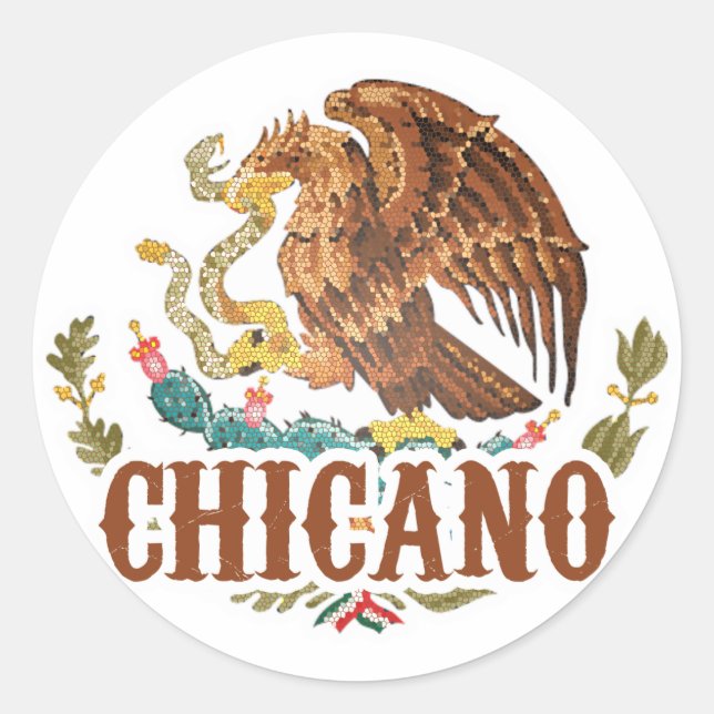 Sticker Rond Armoiries du Mexique Chicano (Devant)