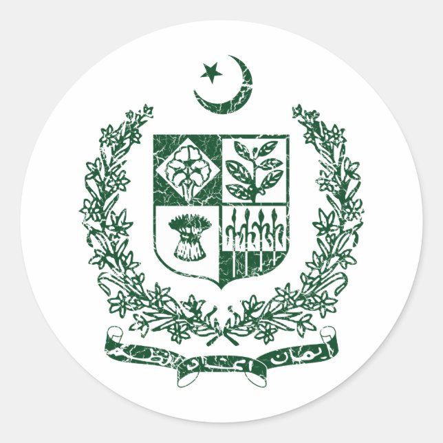 Sticker Rond Armoiries Du Pakistan (Devant)
