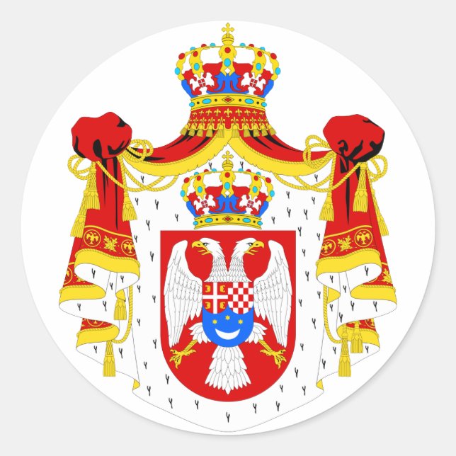 Sticker Rond Armoiries du Royaume de Yougoslavie Symbole offici (Devant)