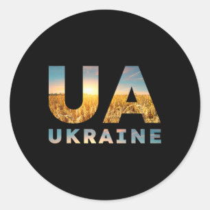 Sticker Rond Armoiries D'ukraine Liberté Ukrainienne Style Des