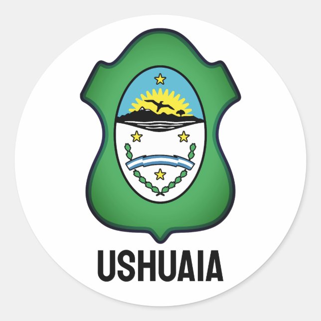 Sticker Rond Armoiries d'Ushuaia - Argentine (Devant)