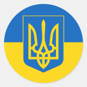 Sticker Rond Armoiries et drapeau de l'UKRAINE