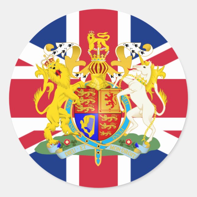 Sticker Rond Armoiries et drapeau du Royaume-Uni (Devant)