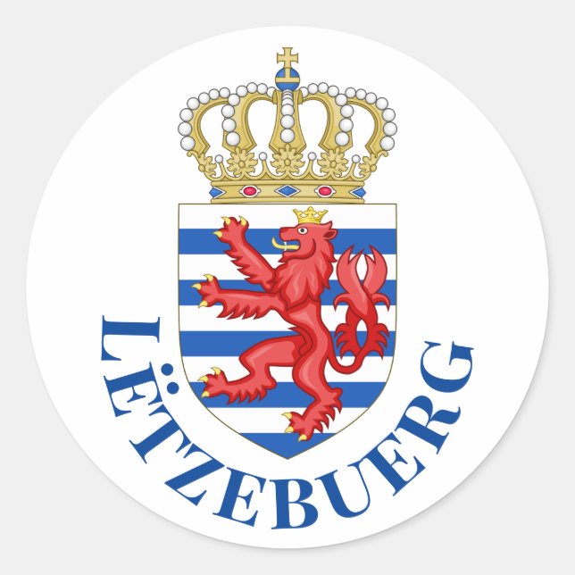 Sticker Rond Armoiries luxembourgeoises (avec nom en dessous) (Devant)