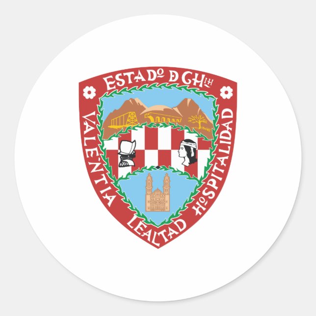 Sticker Rond Armoiries officielles du Symbole de Chihuahua Mexi (Devant)