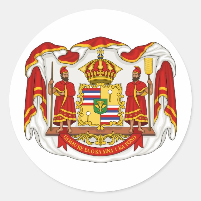 Sticker Rond Armoiries royales du royaume d'Hawaï (Devant)