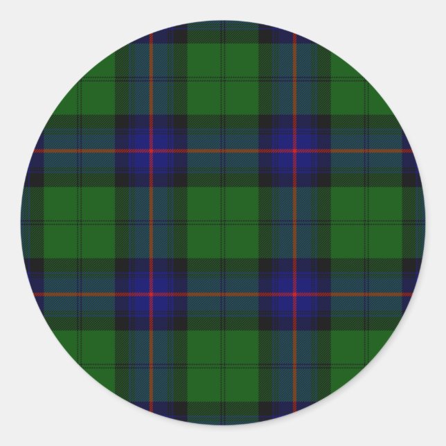 Sticker Rond Armstrong tartan bleu et vert plaid (Devant)