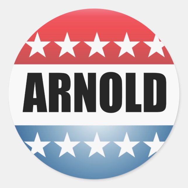 STICKER ROND ARNOLD SCHWARZENEGGER (Devant)