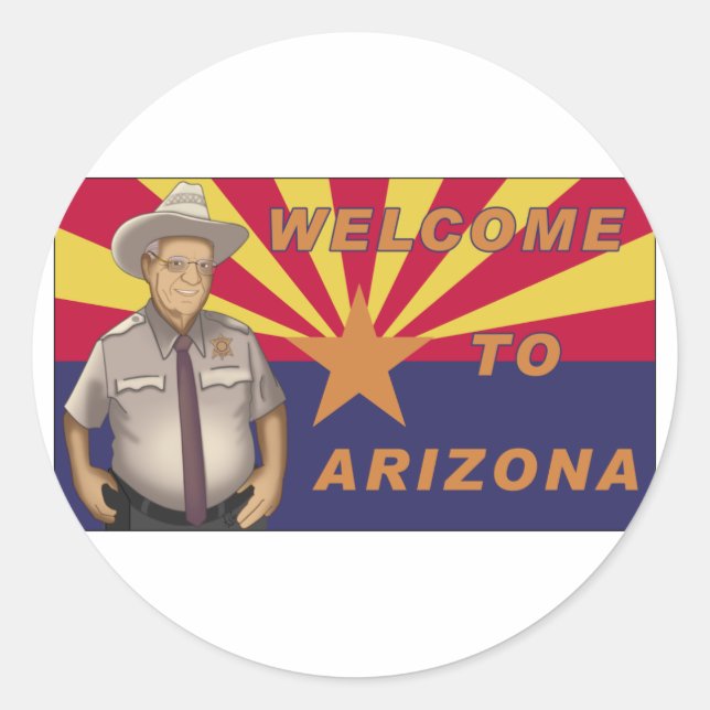 Sticker Rond Arpaio : Bienvenue en Arizona (Devant)