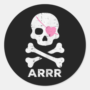 Sticker Rond Arr Pirate Heart Eyepatch Halloween Femmes Toddler