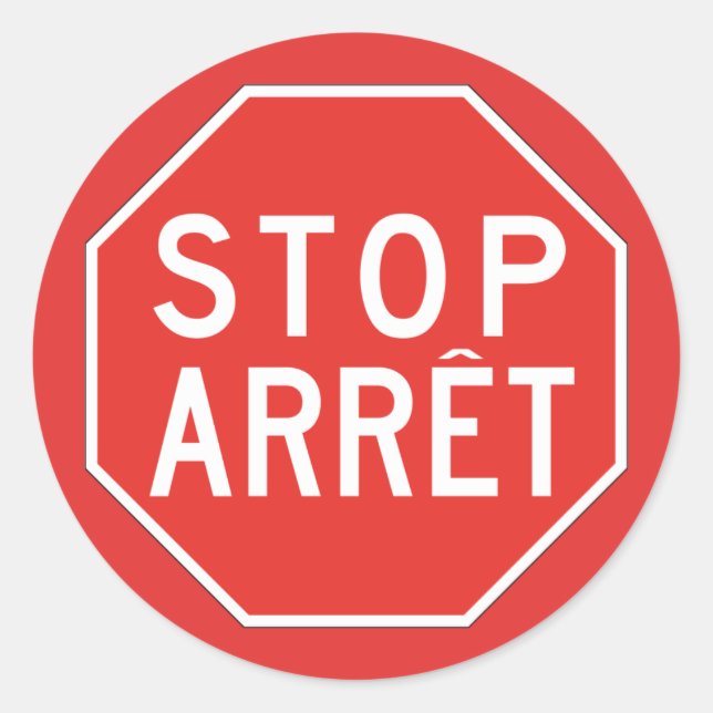 Sticker Rond Arrêt/Arret, Signal de trafic, Canada (Devant)