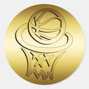 STICKER ROND ARRÊT DE BASKETBALL D'OR