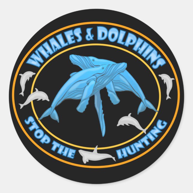 Sticker Rond Arrêter la chasse aux baleines (Devant)