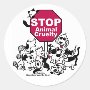Sticker Rond Arrêter la cruauté envers les animaux