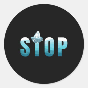 Sticker Rond Arrêter la pollution océanique Ours polaire De l'e