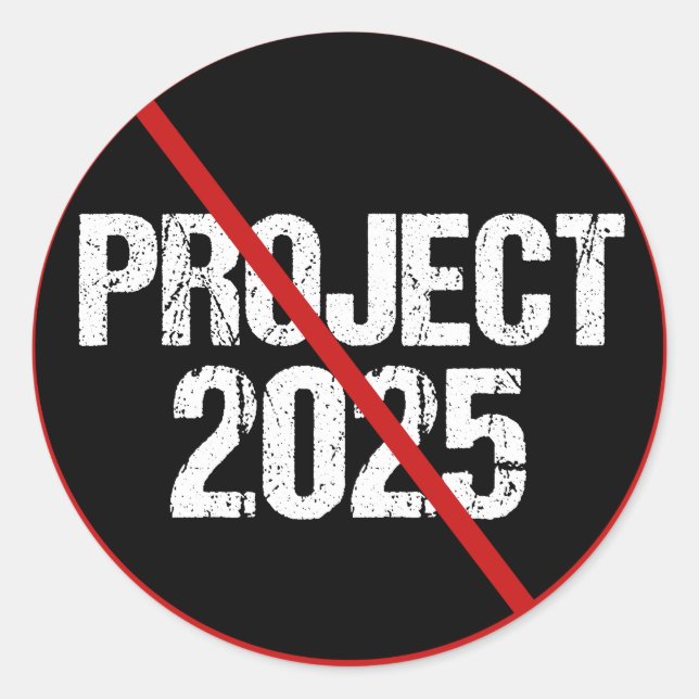Sticker Rond Arrêter le projet politique anti-Trump 2025 (Devant)