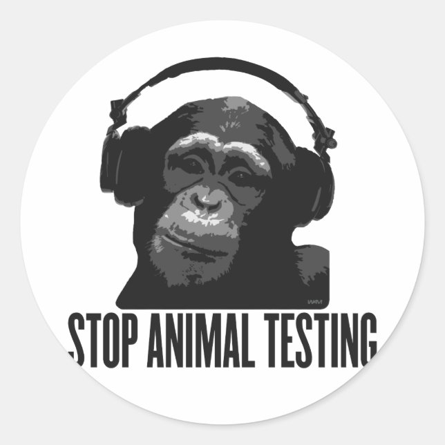 Sticker Rond arrêter l'expérimentation animale (Devant)