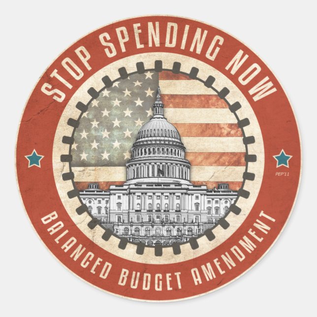 Sticker Rond Arrêtez de dépenser maintenant (Devant)