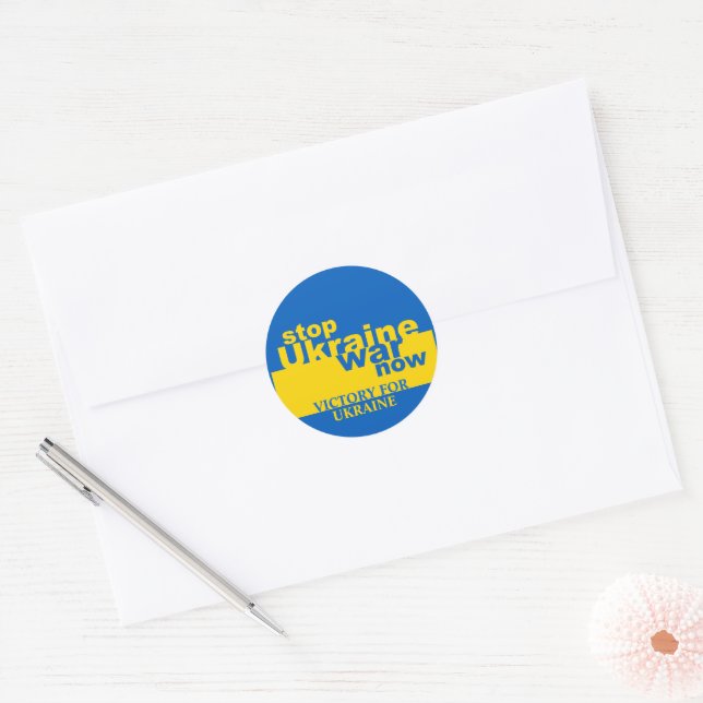 Sticker Rond Arrêtez la guerre en Ukraine maintenant - Victoire (Enveloppe)
