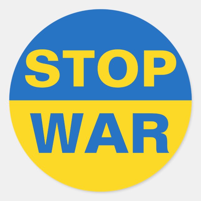 Sticker Rond Arrêtez la guerre Ukraine ukrainienne (Devant)