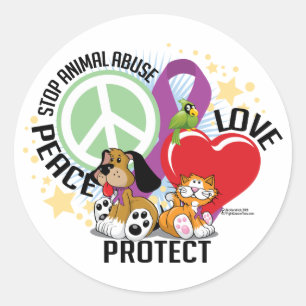 Sticker Rond Arrêtez l'abus animal PLP