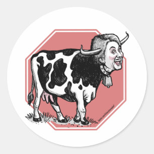 Sticker Rond Arrêtez l'autocollant anti-Hillary Mad Cow