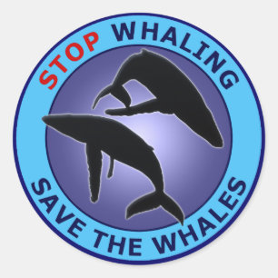 Sticker Rond Arrêtez les économies de pêche à la baleine le