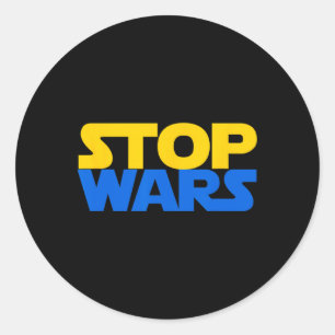 Sticker Rond Arrêtez Les Guerres Ukraine Slava Drapeau Ukrainie