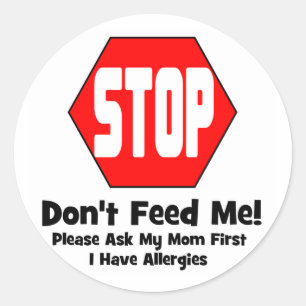 Sticker Rond Arrêtez ! Ne me nourris pas ! J'Ai Des Allergies
