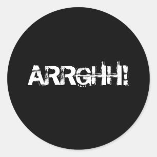 Sticker Rond ARRGHH ! Pirate Shout / Cri. Black