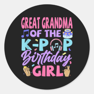Sticker Rond Arrière-grand-mère des filles d'anniversaire K-Pop