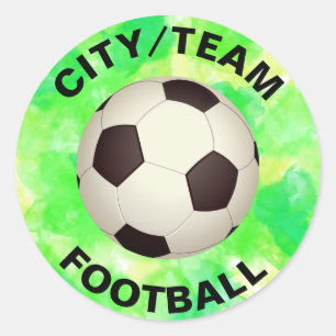 Sticker Rond Arrière - plan d'aquarelle de football personnalis