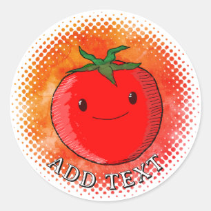 Sticker Rond Arrière - plan d'aquarelle de tomate de carton mou