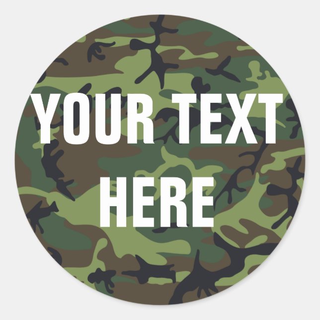 Sticker Rond Arrière - plan de camouflage pour texte personnali (Devant)