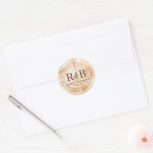 Sticker Rond Arrière - plan de disque bois Mariage rustique Mon