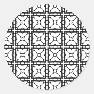 Sticker Rond Arrière - plan de grille géométrique noir blanc