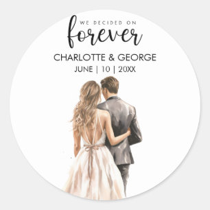 Sticker Rond Arrière-plan de la mariée pour toujours Mariage