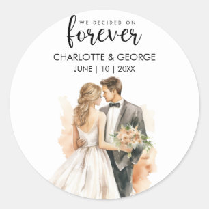Sticker Rond Arrière-plan de la mariée pour toujours Mariage