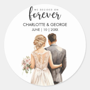 Sticker Rond Arrière-plan de la mariée pour toujours Mariage